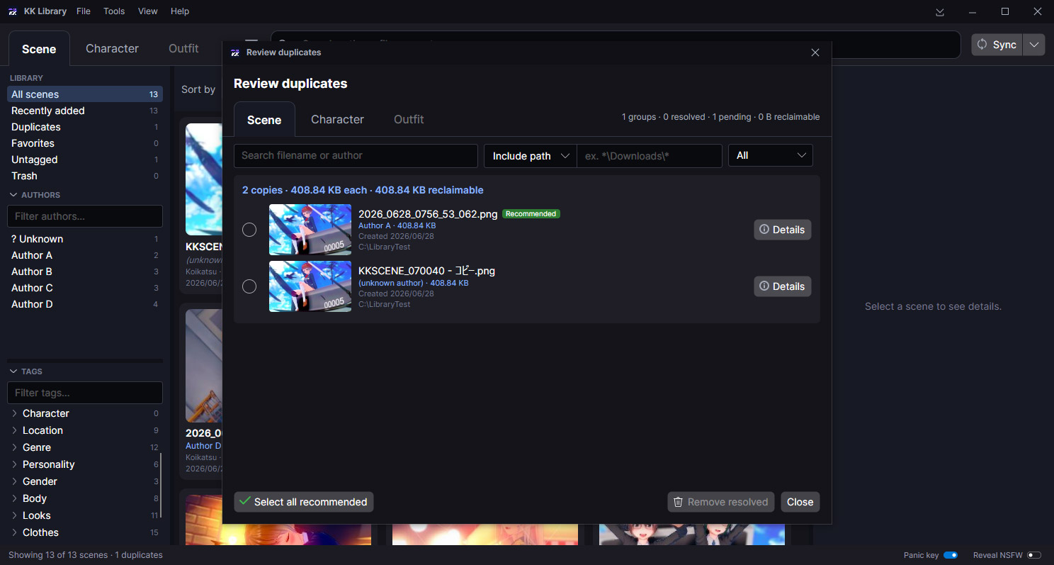 Duplicate review screenshot